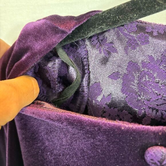 Ladies Vintage 80’s Sunshine Starshine Deep Purple Velour Tunic Top Size 14 - Picture 11 of 13